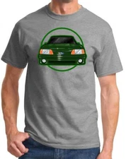 1987-93 Ford Mustang GT 5.0 Fox Body Green Car Front End Classic Design Tshirt
