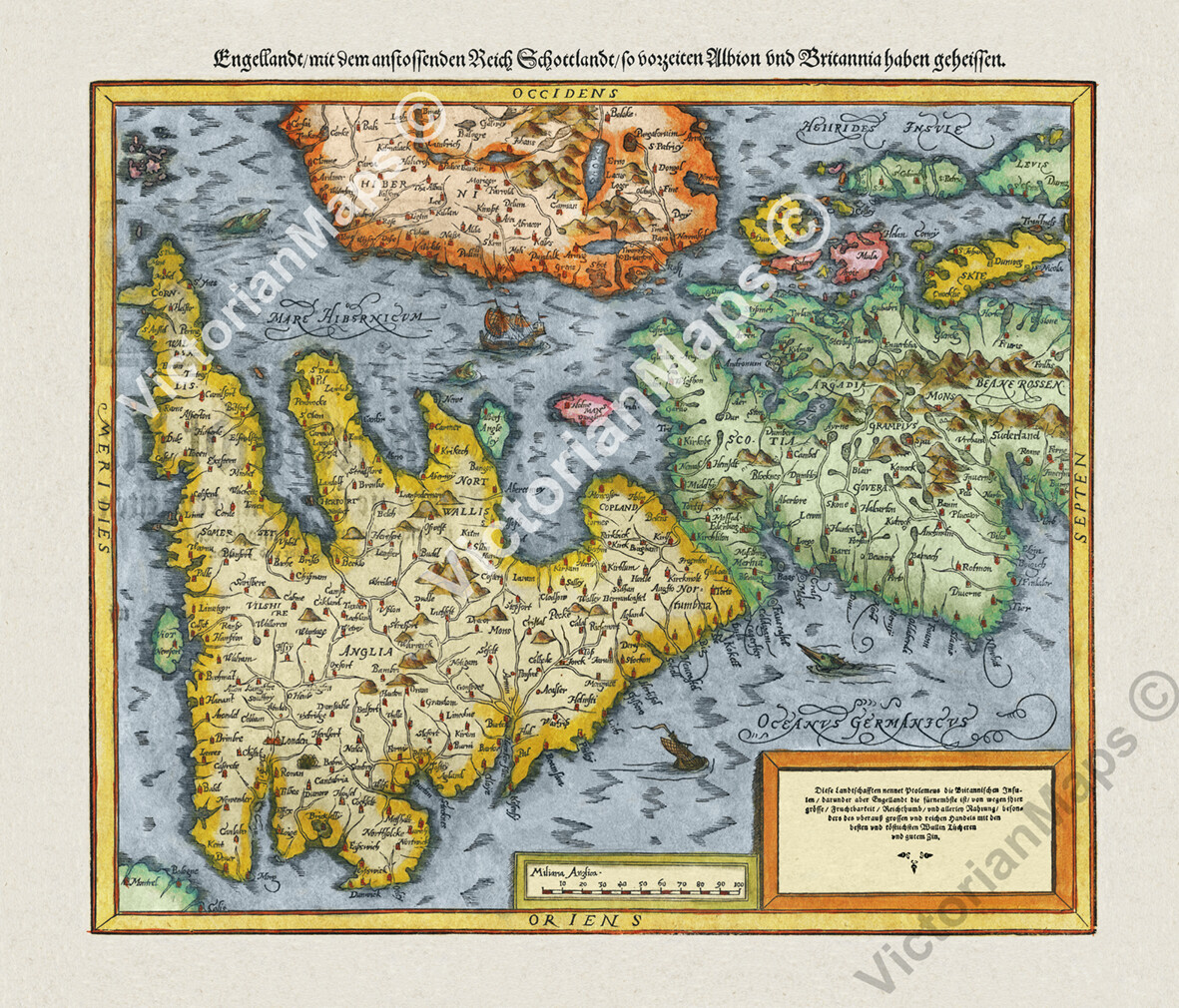 Antique map BRITISH ISLES GREAT BRITAIN Munster 1544 wall art gift
