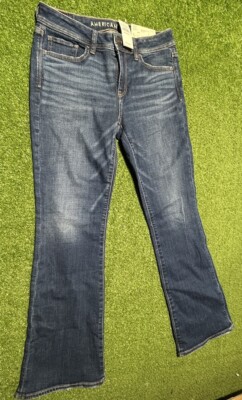 American Eagle Kick Boot Jeans Womens 6 28W Short Low Rise Stretch New