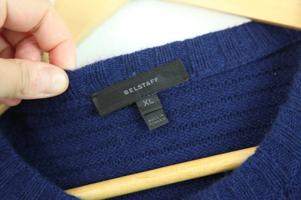 Belstaff Mens XL Crewneck Pullover Chunky Ribbed Knit Cashmere Wool Quiet Luxury - Image 3 of 4