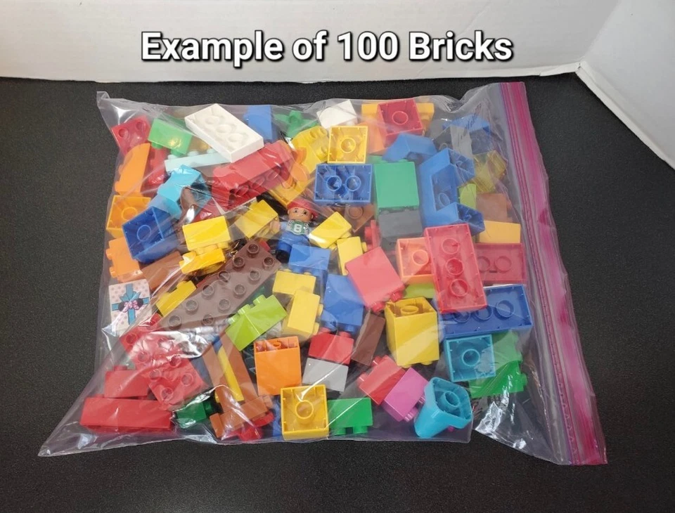 Lego Duplo Lot of 100 Bricks Blocks Vehicles Pieces  1 Minifigure With Every Bag - Image 2 of 2