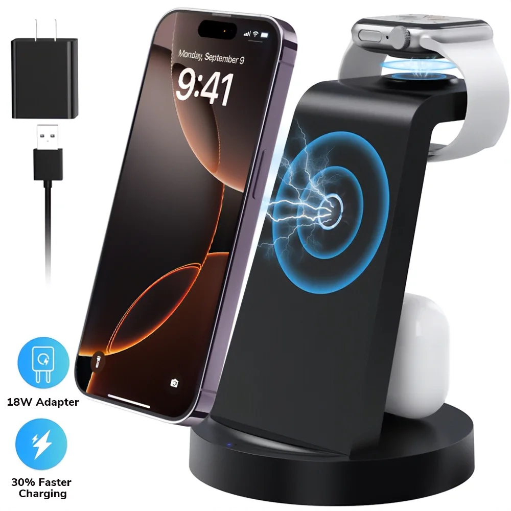 Charging Station for Iphone, Wireless Charger Iphone, Apple Watch & Airpods-image