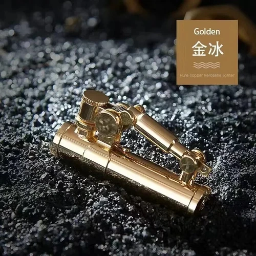 Brass Retro Oil Lighter Steampunk Vintage Refillable Kerosene Lighters Men Gifts