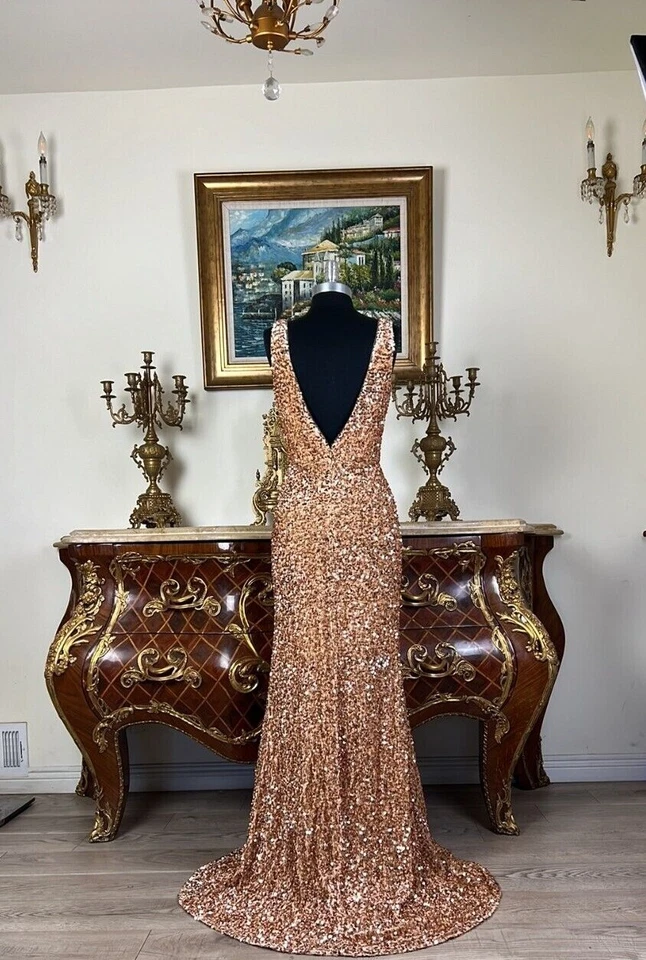 Women's Formal Sparkling shimmering and shiny Sequins Long Evening prom dress - Image 4 of 4