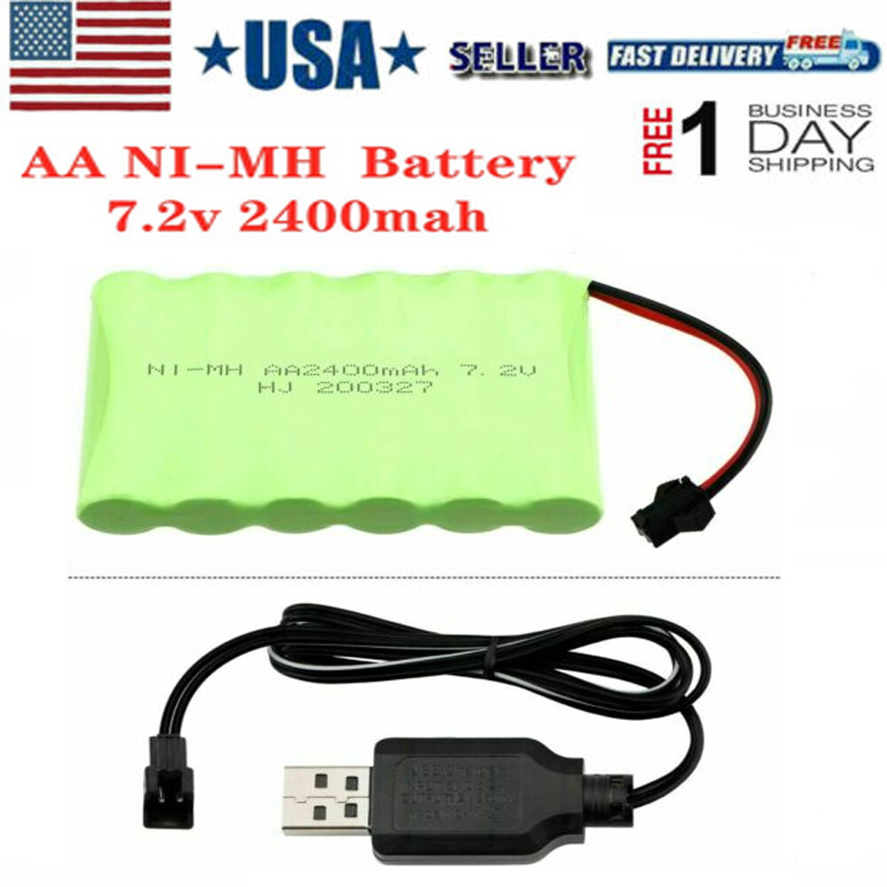 7.2V AA Rechargeable Battery Pack 2400mAH Ni-MH for Toy Car Boat