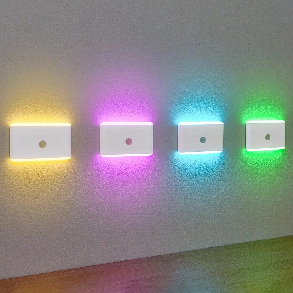 LED Luz Nocturna Sensor De Movimiento 5 Colores Apreciable USB Recargable | RGB