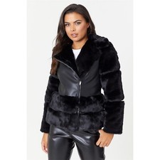 New Luxe Faux Fur Aviator Jacket In Black By Be You