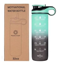 Motivational Water Bottle with Time Marker, 32 Oz Water Bottle, Sports Water 