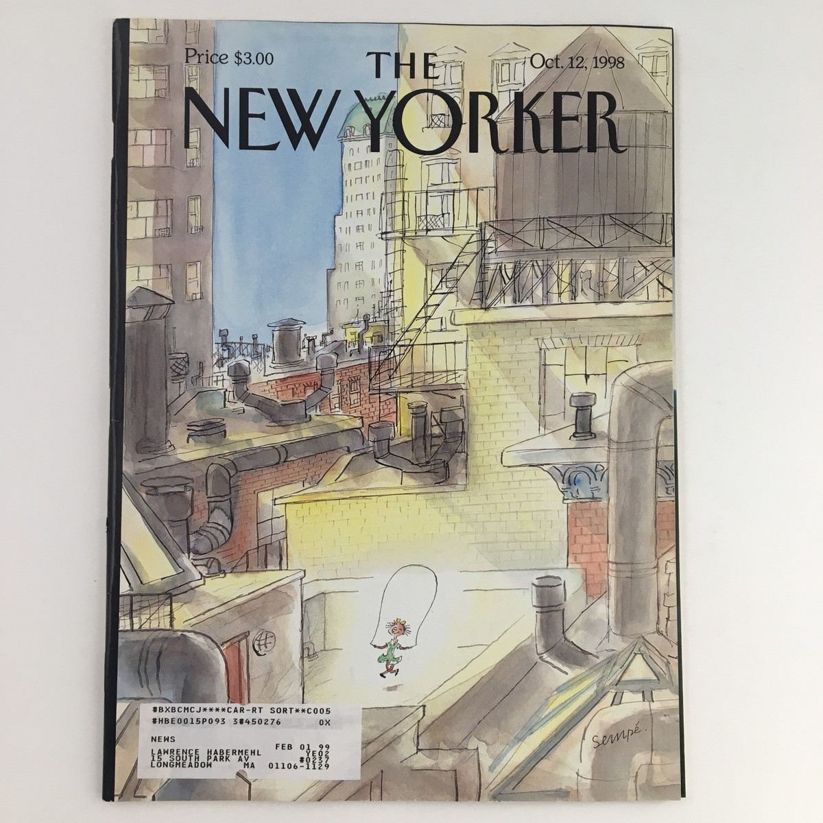 The New Yorker October 12 1998 Full Magazine Cover Art Jean