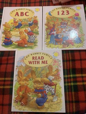 3x The Rabbit Family 123/ABC/Read With Me ~ By Angela Mills~ Preschool Books 
