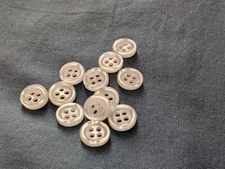 1 Dozen (12) 14L Shirting Buttons (8.9 mm 11/32 in) Resin - Pearl Coloured
