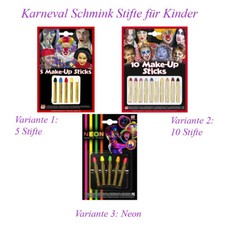 KINDER MAKE UP STIFTE Neon Karneval Halloween Schminke Clown Kostüm Zubehör MU13