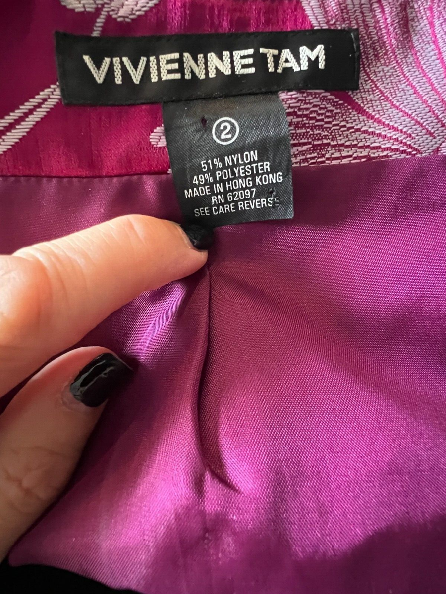VIVIENNE TAM Deep Pink Satin Jacquard Chinois Floral, Lined Skirt