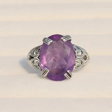 Purple Amethyst Women's Ring, 925 Sterling Silver Designer Ring, Gift For Friend