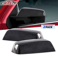 2PCS Glossy Real Carbon Fiber Mirror Cover Caps For Silverado Sierra 2014-2019