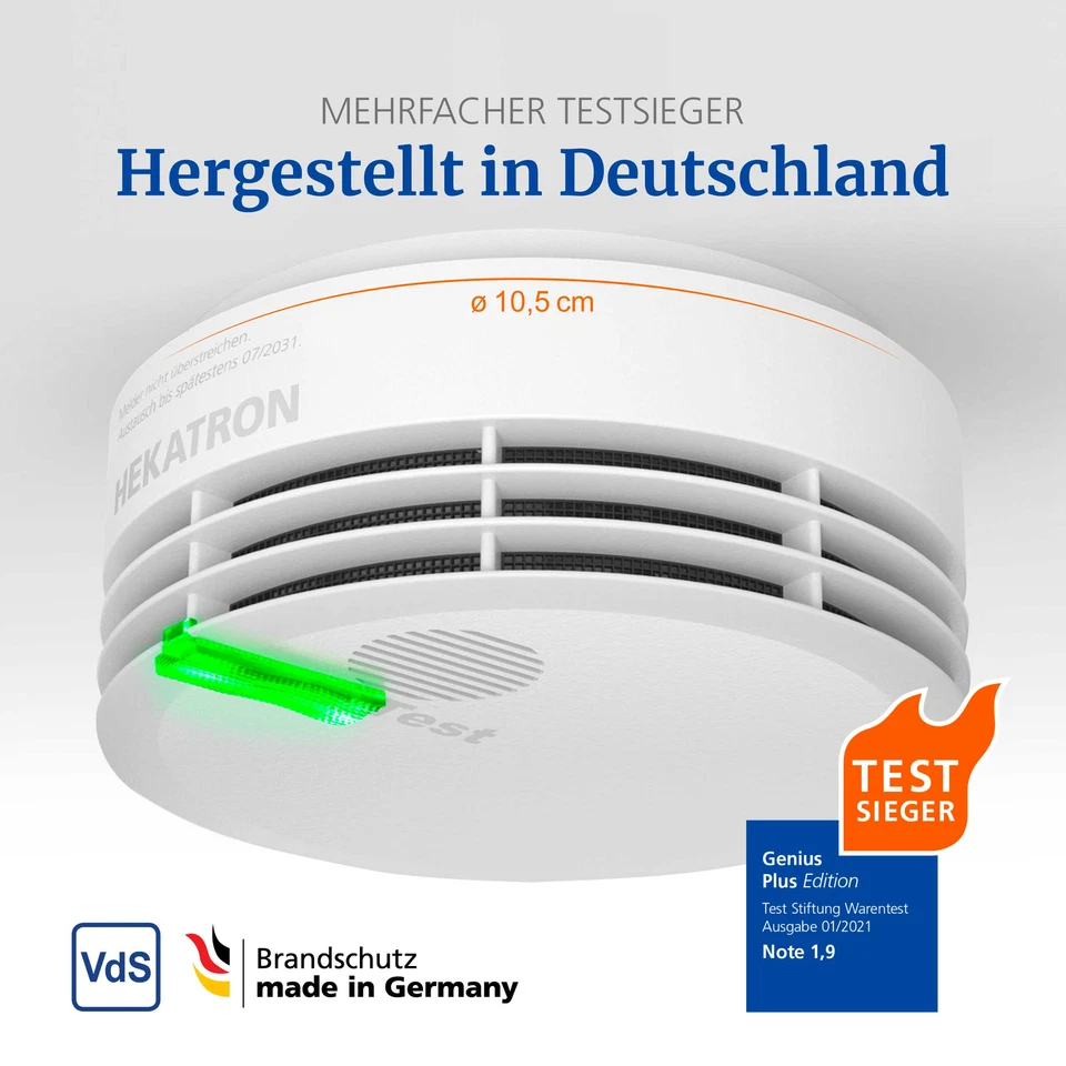 Hekatron Genius Plus Rauchmelder 10 Jahre Batterie Testsieger Stiftung Warentest - Bild 3 von 4