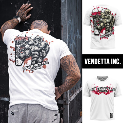 Vendetta Inc. Männer Rundhals Baumwoll kurzarm Shirt Team MMA 1115 weiß