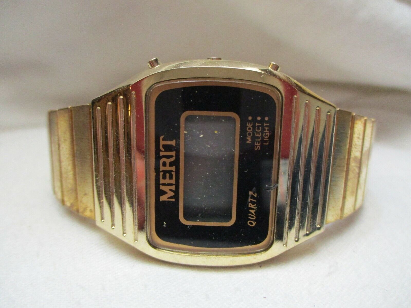 Merit Digital Wristwatch Gold Tone Expansion Band Stylish