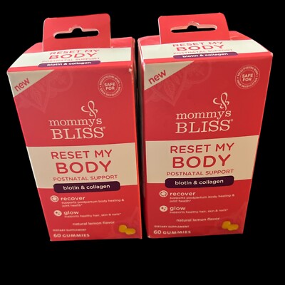 Mommy s Bliss Reset My Body Biotin & Collagen - 60 Gummies - New!  2 Bottle