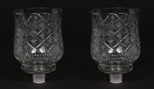 Peg Votive Holder Glass Etched Star Design Grommet 3.5"Dia 5"High Set of 2
