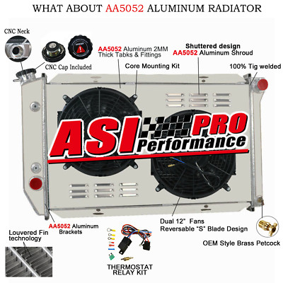 3 Row Radiator+Shroud Fan+Relay Fit 72-76 Ford Elite Gran Torino LTD II Montego