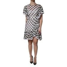 DOLCE & GABBANA Dress White Polka Dotted Silk Blend A-line IT38/US4/XS 2820usd