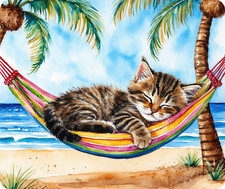 Cat in Hammock 2, Mouse Pad, Sublimated, Can Personalize, Made to Order mp76 