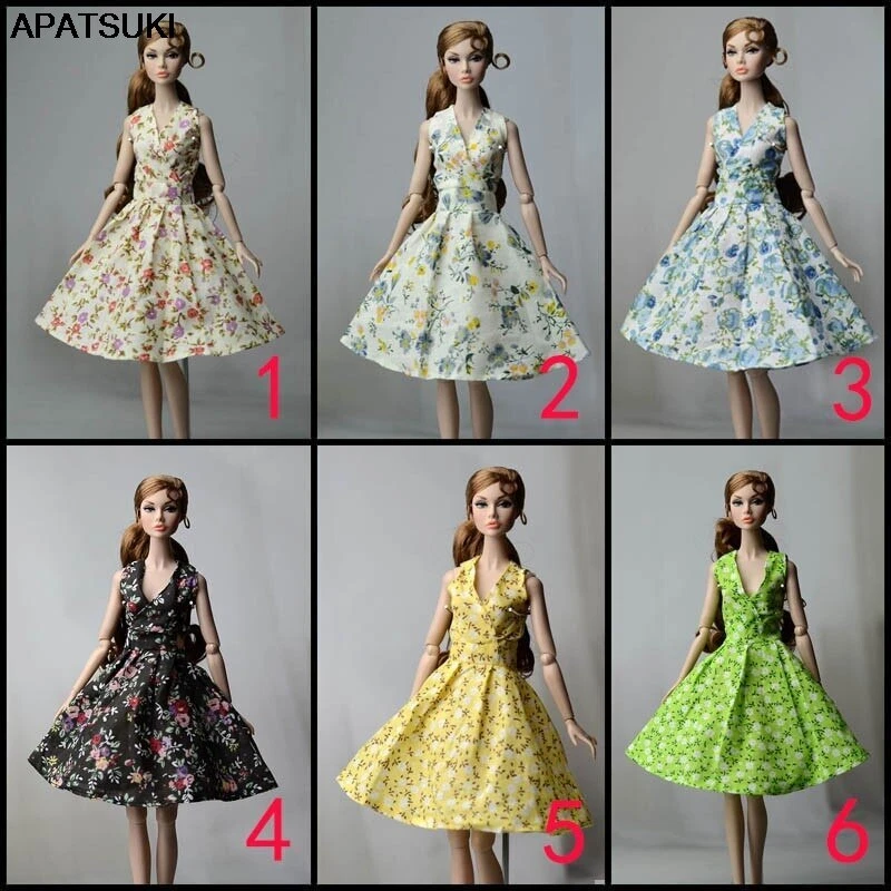 Mode Landleben Blumenkleid für Barbie Puppe Kleidung Partykleid Abendkleider 1/6