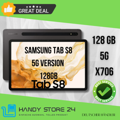 Samsung Galaxy Tab S8 X706B 5G 128GB grau WLAN Android 11'' Zoll 8GB RAM WIE NEU
