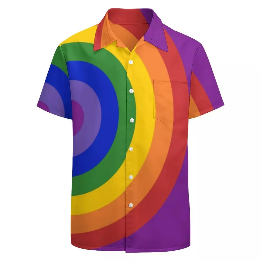 Asymmetrical Rainbow Bullseye Lgbt Pride Hawaiian Vintage Shirt