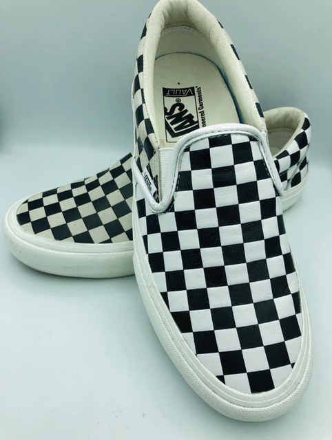 leather checkered vans