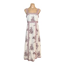 Tulip Creations Square Neck Neck A-line Vintage Boho Style Midi Dress M