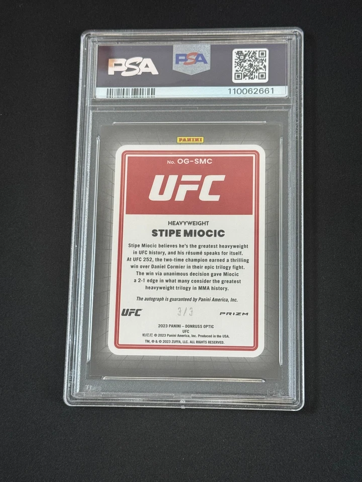 2023 Panini Donruss Optic UFC Opti-Graphs Stipe Miocic Gold Stars Auto 3/3 PSA9 - Image 2 of 3