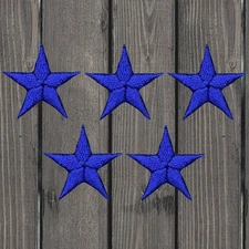 Royal Blue Star Embroidered Patch, 7/8" — 5-Pack (Small)