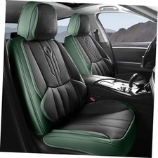 Car Seat Covers Full Set, Leather Seat Covers for Car, FULL SET GREEN BLACK
