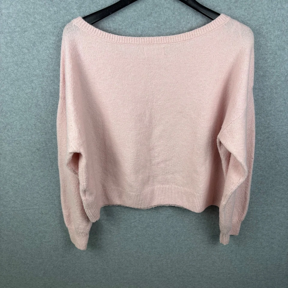 Suéter Hollister Cómodo Nube Hombro Descubierto Rosa Coqueta Lazo Tejido Apretado Pequeño Foto 3 de 4