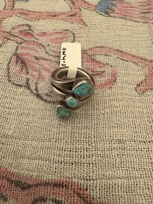 Lilly Barrack Turquoise And Sterling Silver Ring Size 6.5