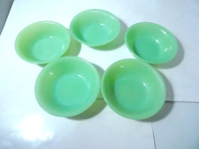 7 Fire King Jadeite Ribbed Jane Ray 4 7/8" Fruit/Dessert Bowls (only 5 showing)