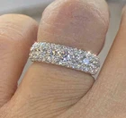2CT Lab-Created Diamond Half Eternity Wedding Band 14K White Gold Plated SZ-8.5