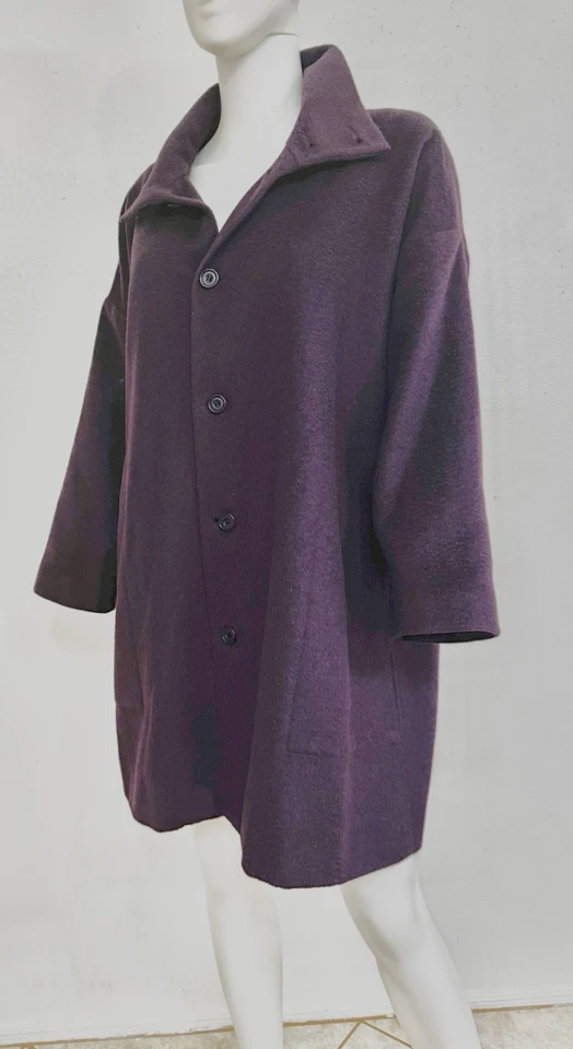 Abrigo Eskandar 100% Bebé Cabello Camello Ciruela Berenjena Hecho en Inglaterra Diseñador 1 Talla Foto 3 de 4