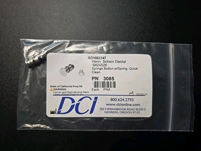 Henry Schein Dental Syringe Button with Spring Quick Clean PN3085, SO1062347