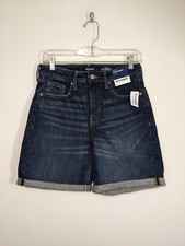 NWT Old Navy OG Straight Cuffed High Rise Blue Jean Shorts Women  s Size 6