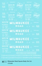 K4 O Scale Decals Milwaukee Road Square Body Ore Jenny Car White