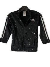 adidas Girls 1pc Girls Black Sparkle Jacket size: 6X Zipper Up Long Sleeve