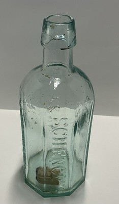Schenck's Pulmonic Syrup Philad'a Medicine Bottle Embossed Applied Lip Aqua Nice