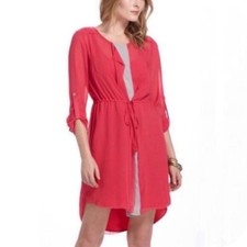 Anthropologie Isani Layered Contadora Pink and Tan Layered Shirt Mini Dress Sz 4
