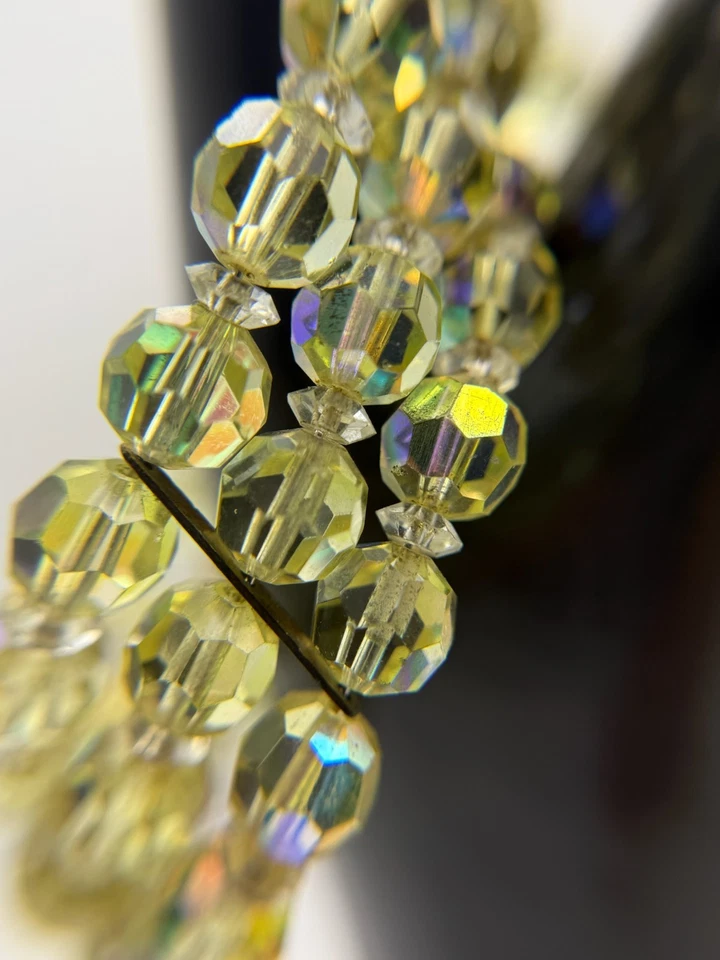 Vintage Green & Yellow Multi-Strand Beaded Bracelet Boho Chic Jewelry 7.5'' - Image 2 of 3