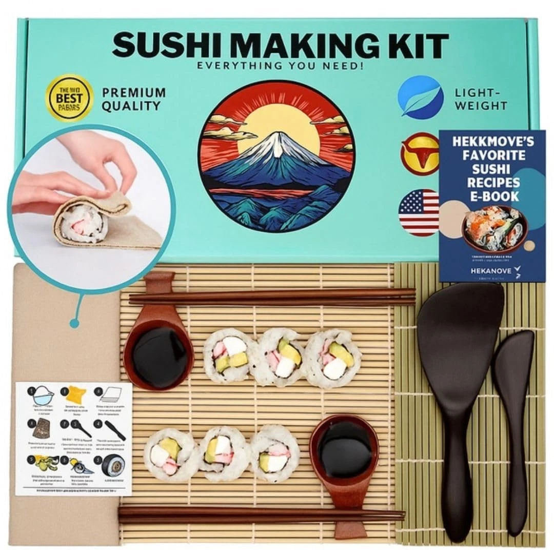 No Plastic Premium Sushi Making Kit for Home, for Beginners or Pro Sushi make...
Opens in a new wind