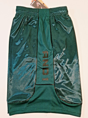 And1 Mens Shorts Basketball Gym 11'' Inseam Green Black Letters S M L XL 2XL 3XL