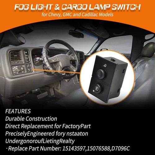 Interruptor de faros y botón de interruptor de luz antiniebla para 03-07 Chevy Silverado GMC Sierra - Imagen 2 de 9